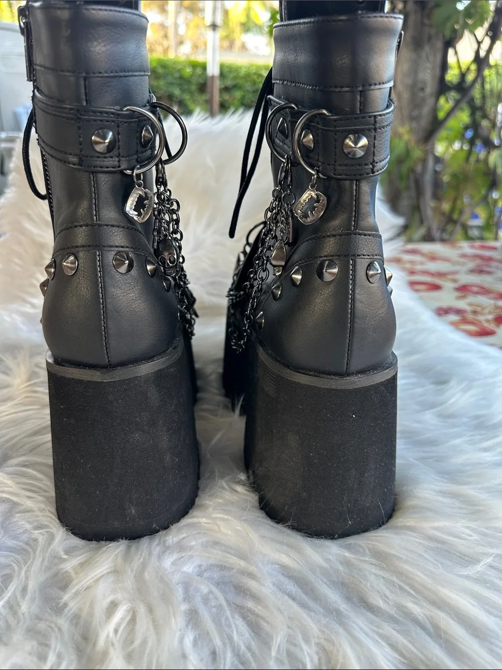 Demonia for Dolls Kill Goth/ Punk Ashes -52 Black Platform Lace-Up Ankle Boots